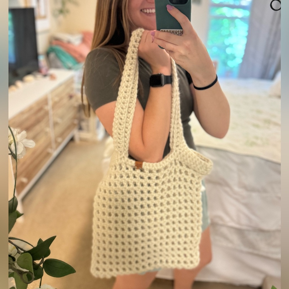 Handmade Cream Crochet Tote Bag